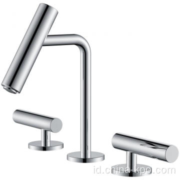Chrome double handle kamar mandi faucet washbasin mixer